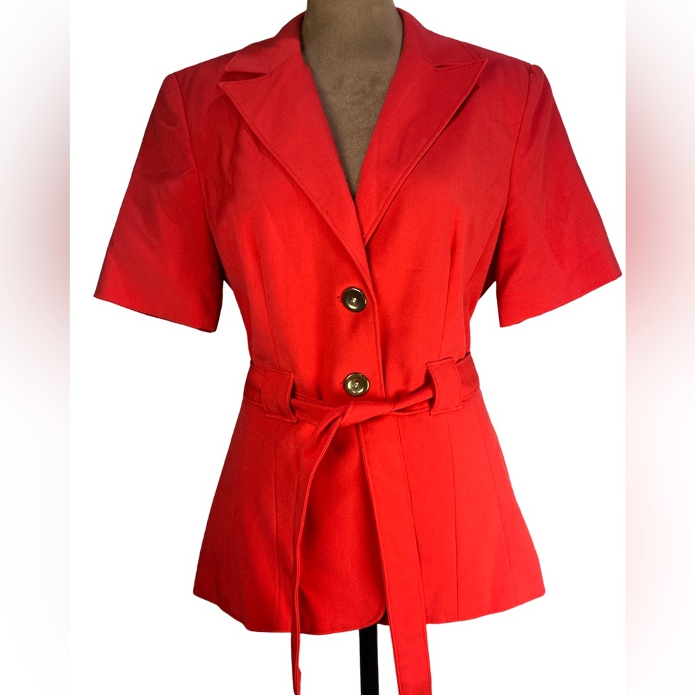 Signature by Larry Levine Belted Short Sleeve Business Jacket‎ Blazer Size 4